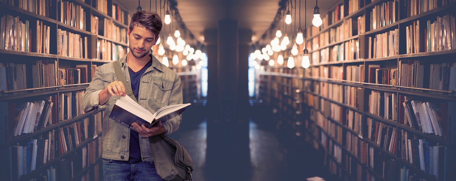 College Student in Library